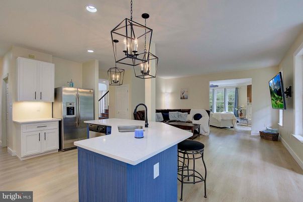 Interior, Kitchen, Living room, Pendant Lights, Recessed Lighting, Stainless Steel Appliances, Wood Texture Flooring