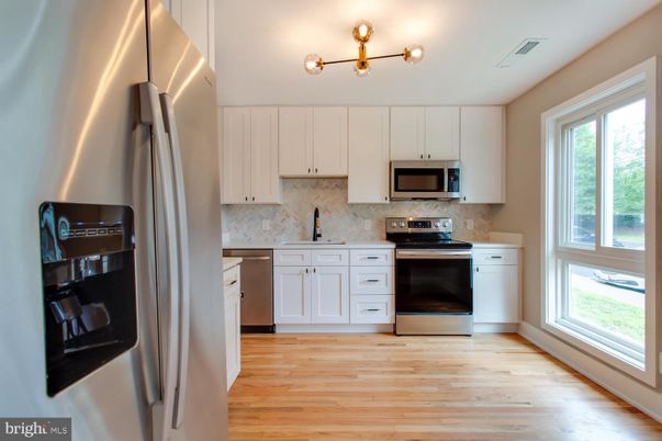 Interior, Kitchen, Stainless Steel Appliances, Wood Texture Flooring