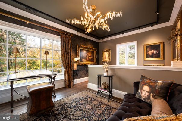 Chandelier, Home Office, Interior, Wood Texture Flooring