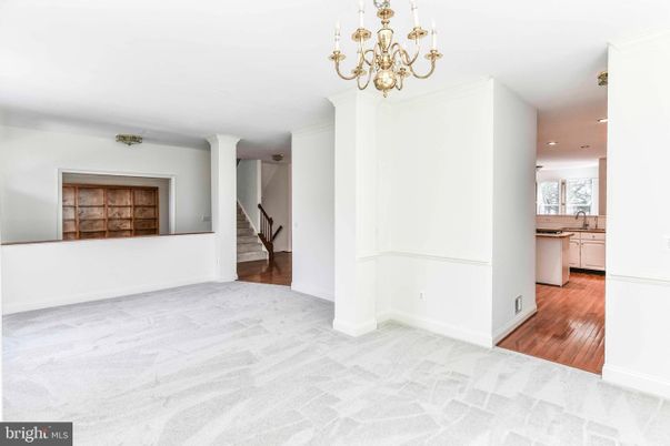 Chandelier, Empty room, Interior, Recessed Lighting, Wood Texture Flooring