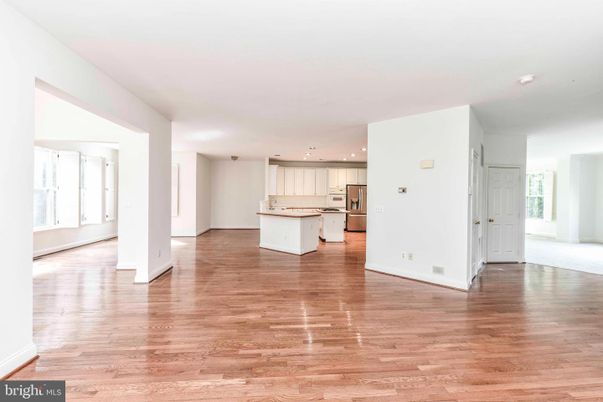 Empty room, Interior, Kitchen, Recessed Lighting, Wood Texture Flooring