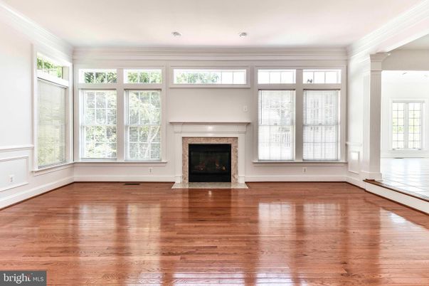 Empty room, Fireplace, Interior, Recessed Lighting, Wood Texture Flooring