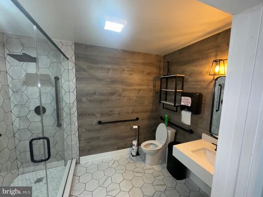Bathroom, Glass Shower, Interior, Wooden Walls