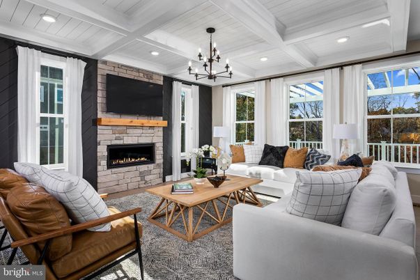 Chandelier, Fireplace, Interior, Living room, Recessed Lighting