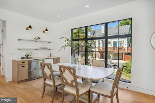 Dining room, Interior, Kitchen, Recessed Lighting, Wood Texture Flooring