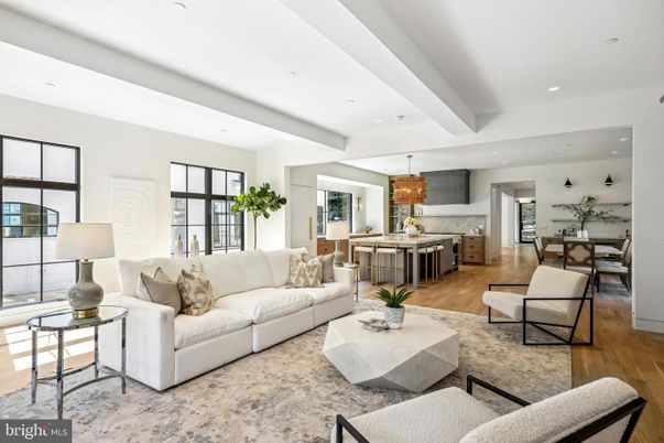 Chandelier, Dining room, Interior, Kitchen, Living room, Recessed Lighting, Wood Texture Flooring