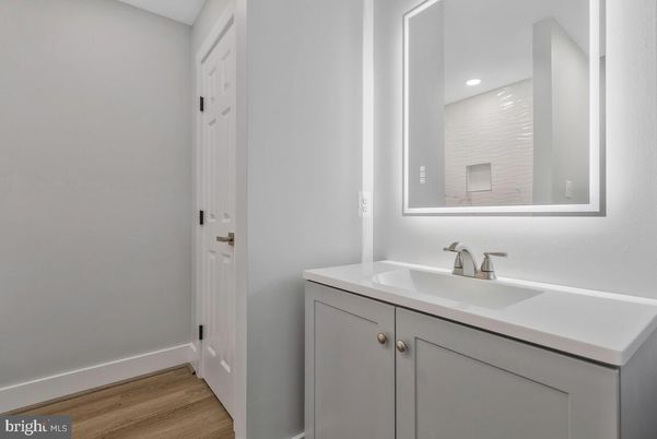 Bathroom, Interior, Recessed Lighting, Wood Texture Flooring