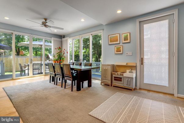 Dining room, Interior, Recessed Lighting, Wood Texture Flooring