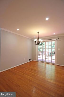 Chandelier, Empty room, Interior, Recessed Lighting, Wood Texture Flooring