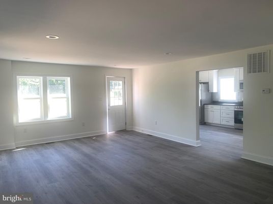 Empty room, Interior, Kitchen, Recessed Lighting, Wood Texture Flooring