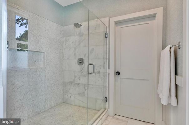Bathroom, Glass Shower, Interior, Marble Walls