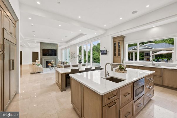 Fireplace, Interior, Kitchen, Living room, Recessed Lighting