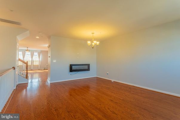 Chandelier, Empty room, Interior, Recessed Lighting, Wood Texture Flooring