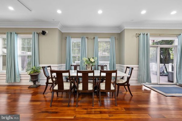 Dining room, Interior, Recessed Lighting, Wood Texture Flooring