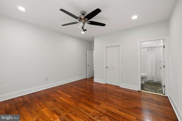 Bathroom, Empty room, Interior, Recessed Lighting, Wood Texture Flooring