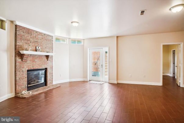 Empty room, Fireplace, Interior, Stone Walls, Wood Texture Flooring