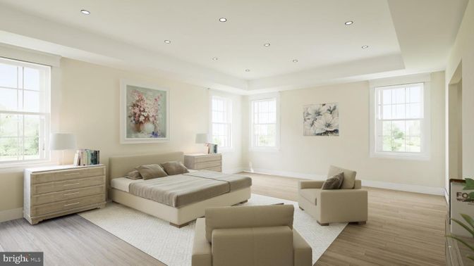 Bedroom, Interior, Living room, Recessed Lighting, Wood Texture Flooring