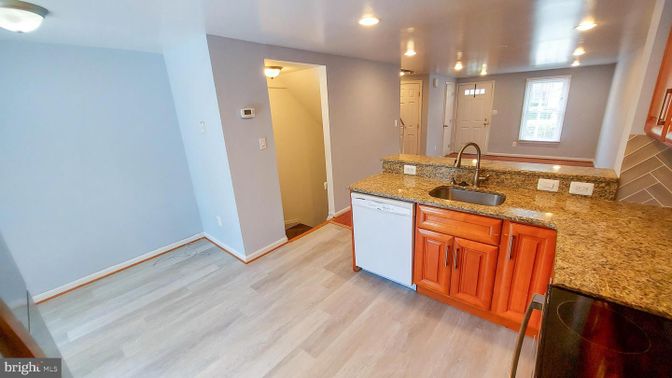Interior, Kitchen, Recessed Lighting, Wood Texture Flooring