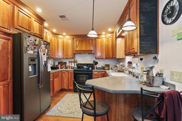 Interior, Kitchen, Pendant Lights, Recessed Lighting, Wood Texture Flooring