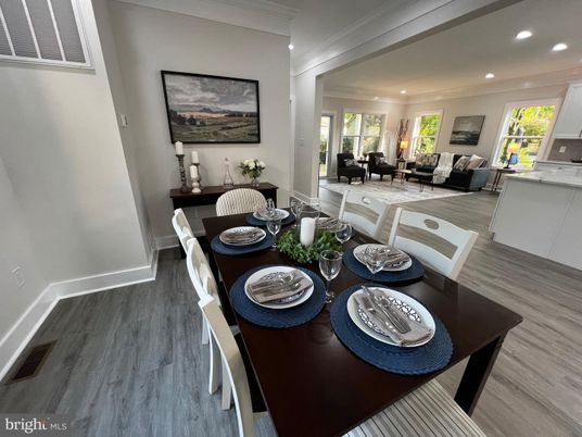 Dining room, Interior, Kitchen, Living room, Recessed Lighting, Wood Texture Flooring