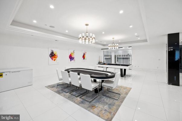 Billiard Table, Chandelier, Dining room, Game Room, Interior, Pendant Lights, Recessed Lighting