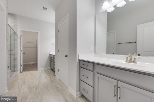 Bathroom, Dual Sink Vanities, Glass Shower, Interior, Marble