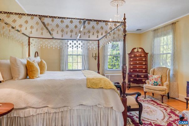 Bedroom, Chandelier, Interior, Wood Texture Flooring