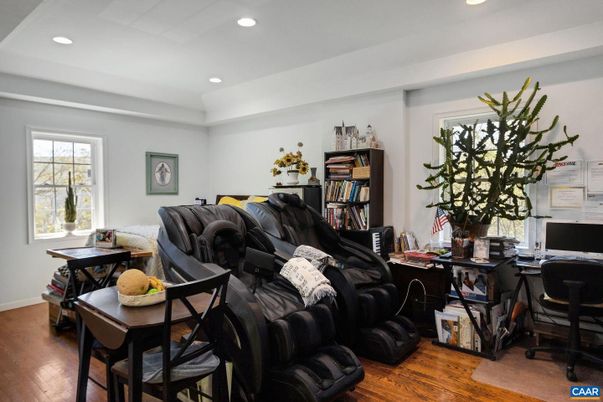 Home Office, Interior, Recessed Lighting, Wood Texture Flooring
