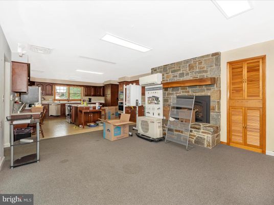 Dining room, Fireplace, Interior, Kitchen, Stone Walls