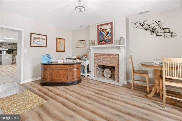 Fireplace, Home Office, Interior, Wood Texture Flooring