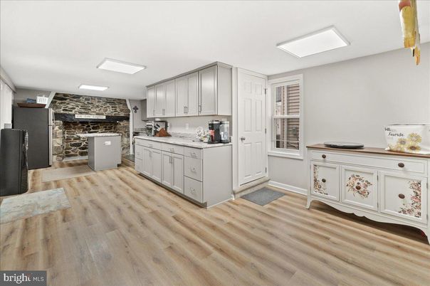 Interior, Kitchen, Stone Walls, Wood Texture Flooring