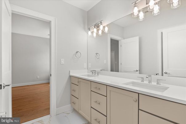 Bathroom, Dual Sink Vanities, Interior, Wood Texture Flooring