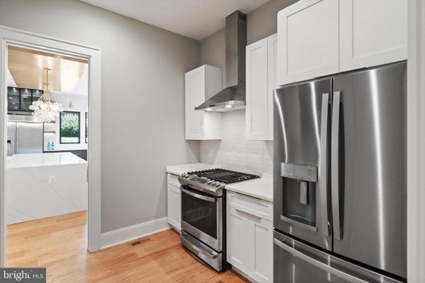 Interior, Kitchen, Stainless Steel Appliances, Wood Texture Flooring