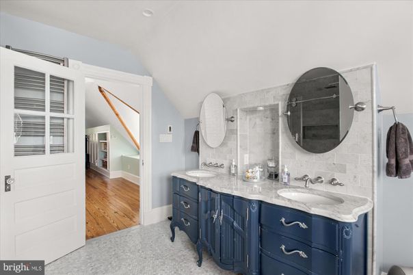Bathroom, Dual Sink Vanities, Interior, Wood Texture Flooring