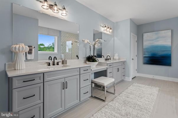 Bathroom, Dual Sink Vanities, Interior, Wood Texture Flooring