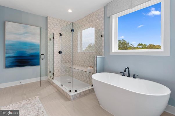 Bathroom, Free Standing Baths, Glass Shower, Interior, Recessed Lighting