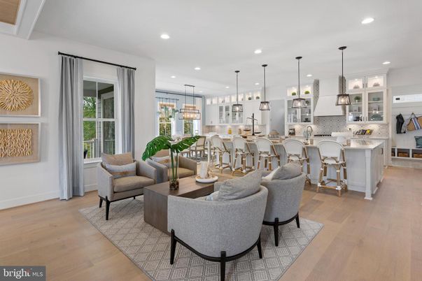 Dining room, Interior, Kitchen, Pendant Lights, Recessed Lighting, Wood Texture Flooring