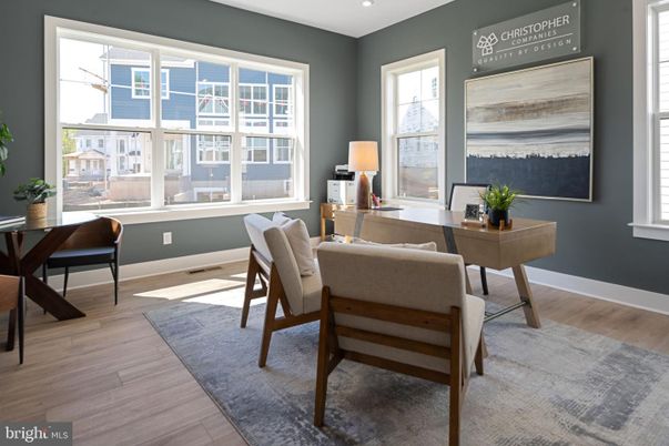 Home Office, Interior, Recessed Lighting, Wood Texture Flooring