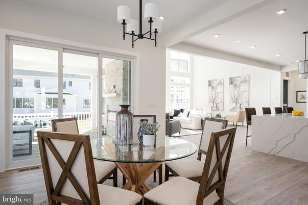 Chandelier, Dining room, Interior, Living room, Pendant Lights, Recessed Lighting, Wood Texture Flooring