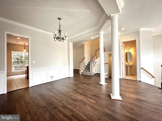 Chandelier, Interior, Recessed Lighting, Wood Texture Flooring