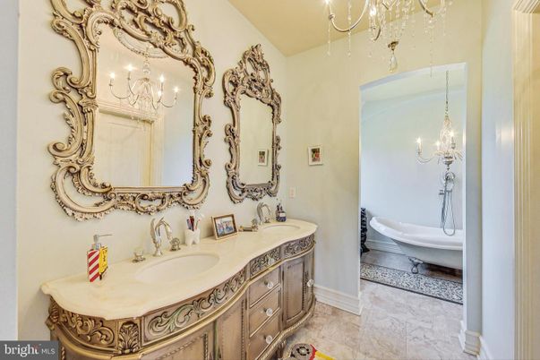 Bathroom, Chandelier, Dual Sink Vanities, Free Standing Baths, Interior
