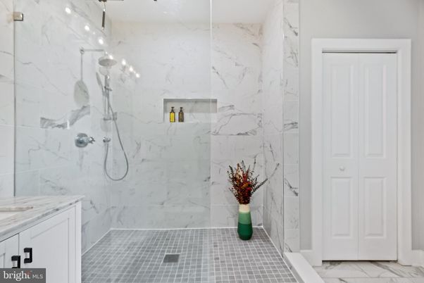 Bathroom, Glass Shower, Interior, Marble Walls