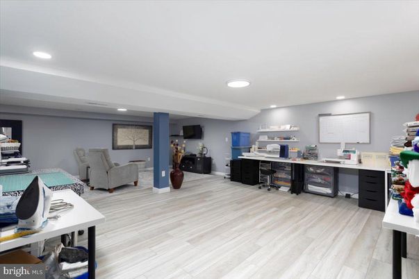 Home Office, Interior, Recessed Lighting, Wood Texture Flooring