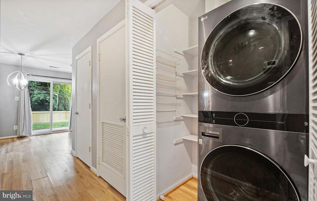 Interior, Pendant Lights, Utility Closets, Washer, Wood Texture Flooring