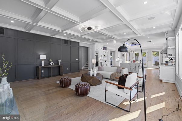 Interior, Kitchen, Living room, Recessed Lighting, Wood Texture Flooring
