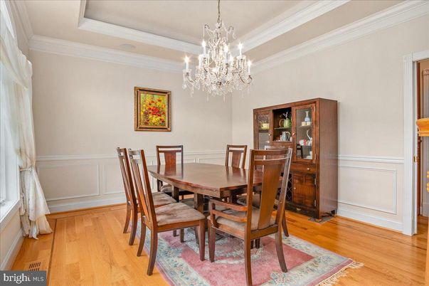 Chandelier, Dining room, Interior, Wood Texture Flooring