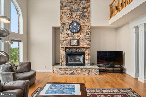 Fireplace, Interior, Pendant Lights, Stone Walls, Wood Texture Flooring