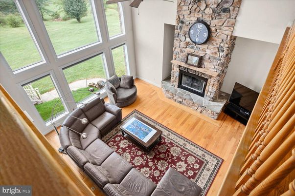 Fireplace, Interior, Living room, Stone Walls, Wood Texture Flooring
