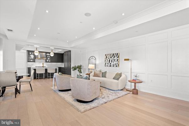 Dining room, Interior, Kitchen, Living room, Pendant Lights, Recessed Lighting, Wood Texture Flooring