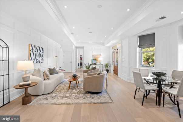 Dining room, Interior, Living room, Recessed Lighting, Wood Texture Flooring
